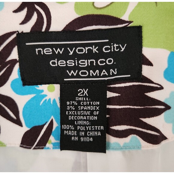 New York City Design Co Woman's Blazer Size 2X Floral Tropical 3/4 Sleeve EUC - Picture 4 of 5